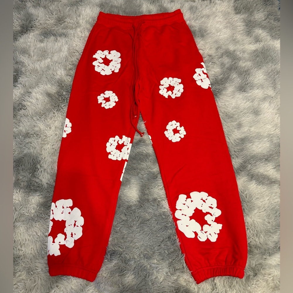 Denim Tears The Cotton Wreath Red Sweatpants Men’s Size Large